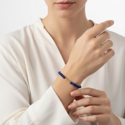 Βραχιόλι με Κ14 χρυσά στοιχεία και lapis - B125562L