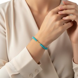 Βραχιόλι με Κ14 χρυσά στοιχεία και τιρκουάζ - B125562T