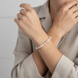 Βραχιόλι με Κ14 χρυσό κούμπωμα και πολύχρωμα μαργαριτάρια - B125568