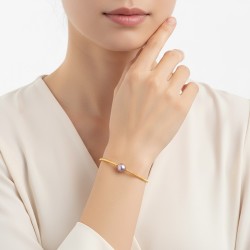 Βραχιόλι με σομόν μαργαριτάρια και επιχρυσωμένο μέταλλο - S125570S