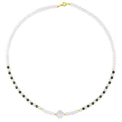 Κολιέ με Κ14 χρυσό κούμπωμα, μαργαριτάρια και spinel  - V125635