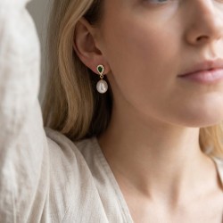 Σκουλαρίκια 925 ασημένια με λευκά μαργαριτάρια και ζιργκόν - S126269