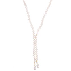Κολιέ με Κ14 χρυσά στοιχεία και λευκά μαργαριτάρια - F126623