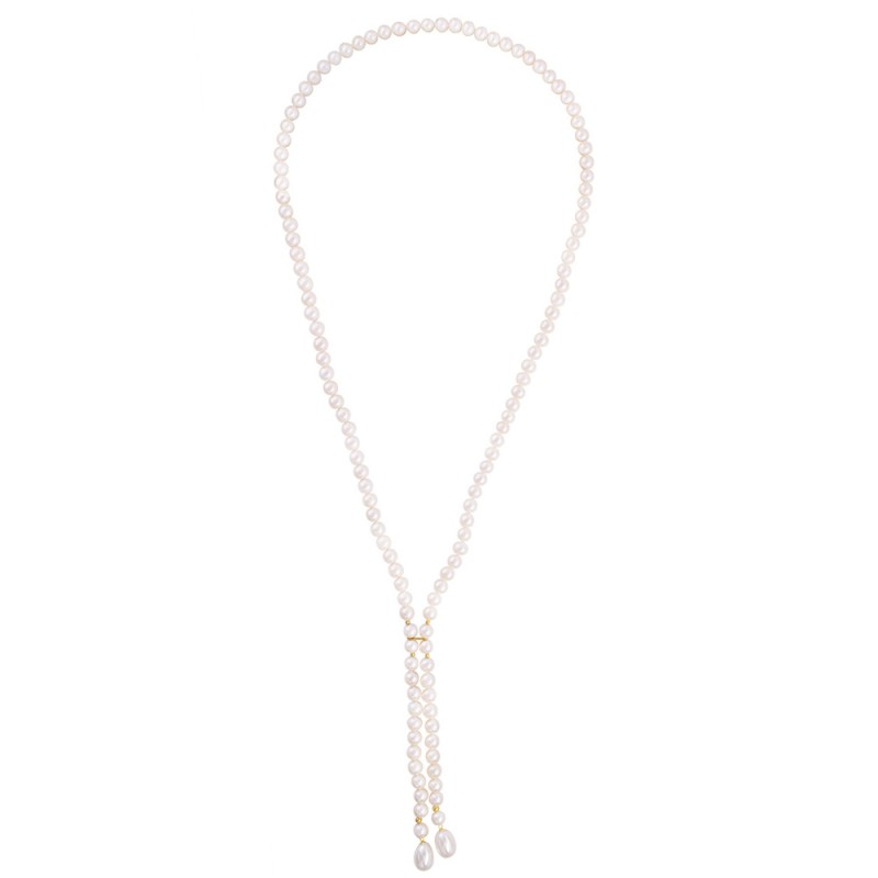 Κολιέ με Κ14 χρυσά στοιχεία και λευκά μαργαριτάρια - F126623