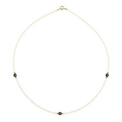 Κολιέ με Κ14 χρυσά στοιχεία, λευκά μαργαριτάρια και spinel - F126745