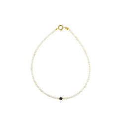 Βραχιόλι με Κ14 χρυσό κούμπωμα, λευκά μαργαριτάρια και spinel - Β126745