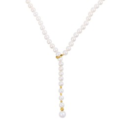 Κολιέ με Κ14 χρυσό κούμπωμα και λευκά μαργαριτάρια - F126756