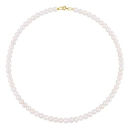 Κολιέ με Κ14 χρυσό κούμπωμα και λευκά μαργαριτάρια 6-6,5 χιλιοστών - F126764