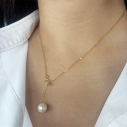 Κολιέ με Κ18 χρυσή αλυσίδα και λευκό μαργαριτάρι Q.T.V. Akoya - F126769 Κολιέ με Κ18 χρυσή αλυσίδα και λευκό μαργαριτάρι Q.T.V. Akoya - F126769