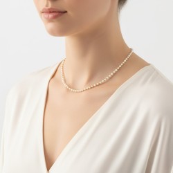 Κολιέ με Κ18 χρυσά στοιχεία και λευκά στρόγγυλα μαργαριτάρια - F126776