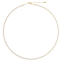 Κολιέ με Κ18 χρυσά στοιχεία και λευκά στρόγγυλα μαργαριτάρια - F126776