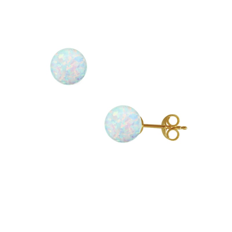 Σκουλαρίκια Κ14 χρυσά με οπάλιο - F318635