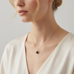 Μενταγιόν χρυσό Κ18 με μαύρο μαργαριτάρι - G318777B