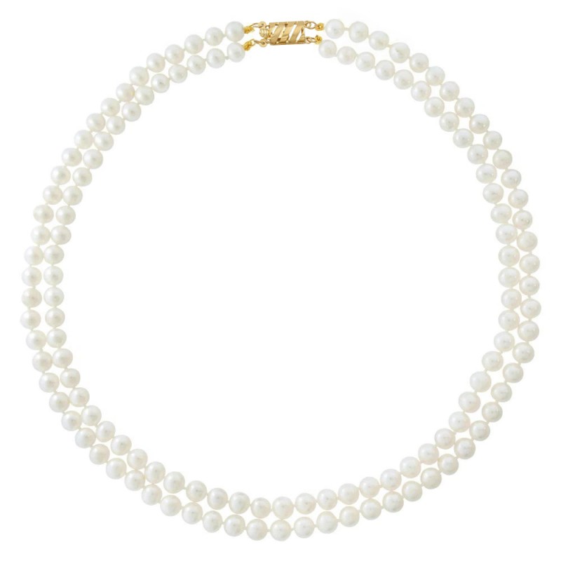 Κολιέ με Κ14 χρυσό κούμπωμα και λευκά μαργαριτάρια - F318869