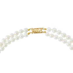 Κολιέ με Κ14 χρυσό κούμπωμα και λευκά μαργαριτάρια - F318869