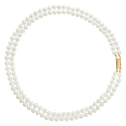 Κολιέ με Κ14 χρυσό κούμπωμα και λευκά μαργαριτάρια - F318869