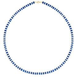 Κολιέ με Κ14 χρυσό κούμπωμα, λάπις λάζουλι και μαργαριτάρια  - F124154