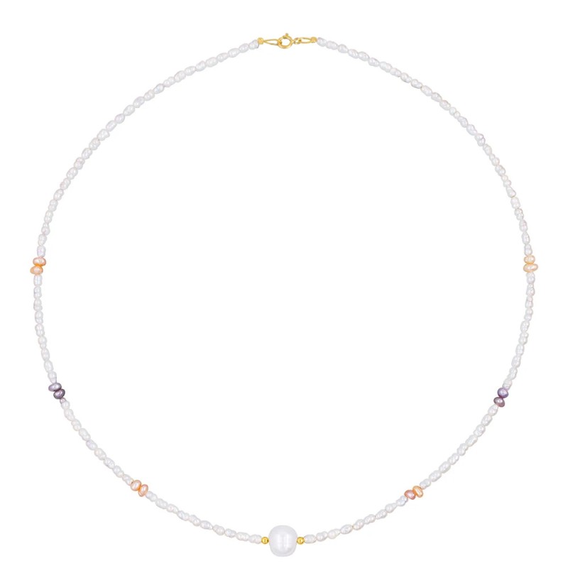 Κολιέ με Κ14 χρυσό κούμπωμα και μαργαριτάρια - F126042