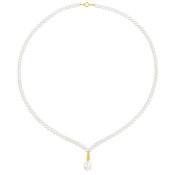 Κολιέ με Κ14 χρυσό κούμπωμα και λευκά μαργαριτάρια - F126931