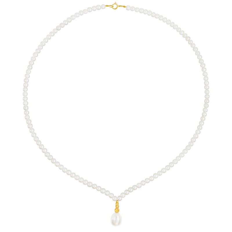 Κολιέ με Κ14 χρυσό κούμπωμα και λευκά μαργαριτάρια - F126931