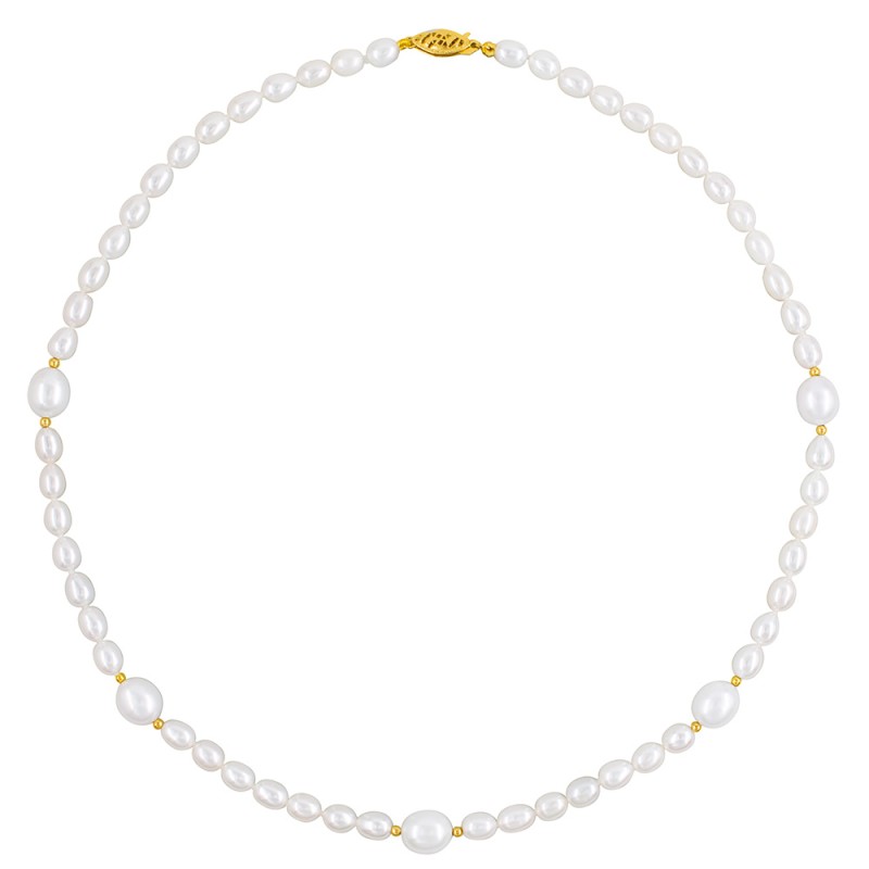 Κολιέ με Κ14 χρυσά στοιχεία και λευκά μαργαριτάρια - F126733