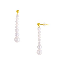 Σκουλαρίκια Κ18 χρυσά με λευκά μαργαριτάρια Q.T.V. Akoya - F126638