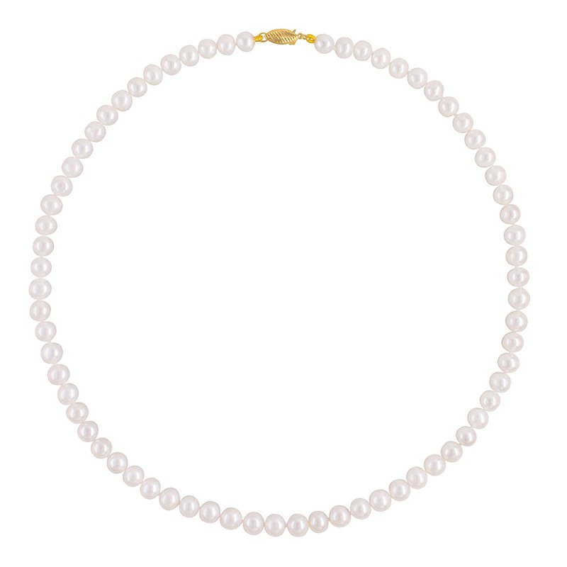 Κολιέ με Κ14 χρυσό κούμπωμα και λευκά μαργαριτάρια - F126585