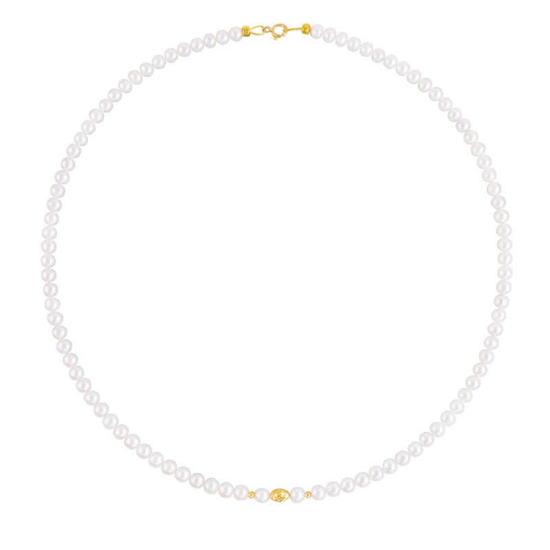 Κολιέ με Κ18 χρυσά στοιχεια και λευκά μαργαριτάρια - F126609