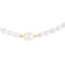 Κολιέ με Κ18 χρυσά στοιχεία και λευκά μαργαριτάρια Long - F126697