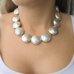 Κολιέ με Κ18 χρυσά στοιχεια και Baroque μαργαριτάρια - F126631