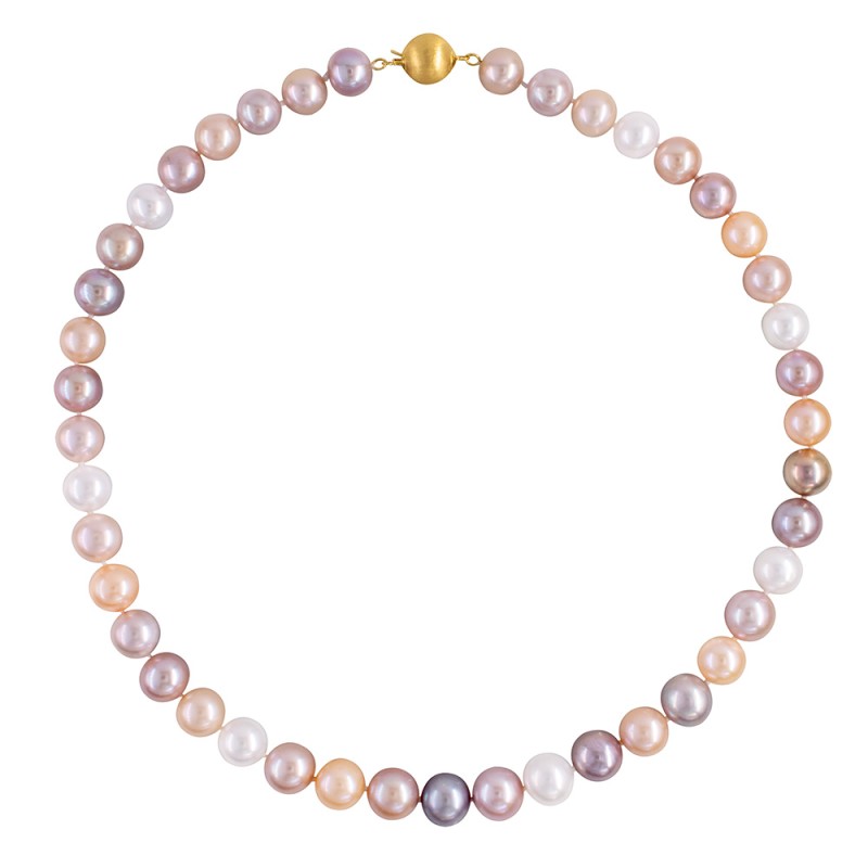 Κολιέ με Κ14 χρυσό κούμπωμα και πολύχρωμα μαργαριτάρια - F126578