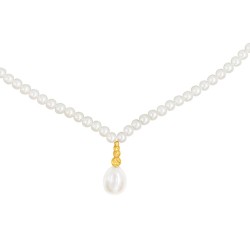 Κολιέ με Κ14 χρυσό κούμπωμα και λευκά μαργαριτάρια - F126931