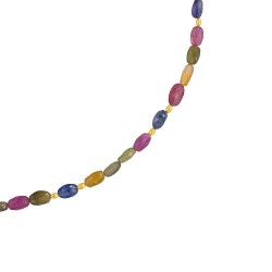 Κολιέ με Κ18 χρυσά στοιχεία και πολύχρωμα ζαφείρια - F126620