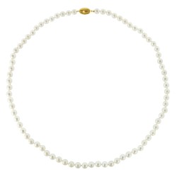 Κολιέ με 925 ασημένιο επιχρυσωμένο κούμπωμα και λευκά μαργαριτάρια - S124663WG