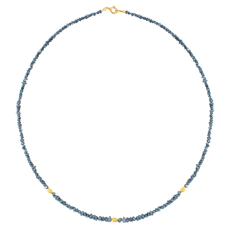 Κολιέ με Κ18 χρυσά στοιχεία και μπλε διαμάντια - F126568