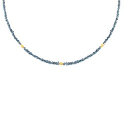 Κολιέ με Κ18 χρυσά στοιχεία και μπλε διαμάντια - F126568