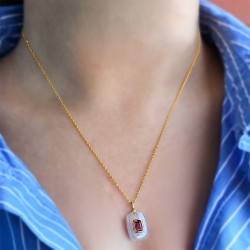 Μενταγιόν 925 ασημένιο επιχρυσωμένο με agate και ζιργκόν - F126576R