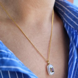 Μενταγιόν 925 ασημένιο επιχρυσωμένο με agate και ζιργκόν - F126576R