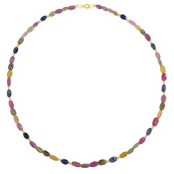 Κολιέ με Κ18 χρυσά στοιχεία και πολύχρωμα ζαφείρια - F126620