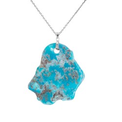 Μενταγιόν Κ18 λευκόχρυσο με ακατέργαστο turquoise - F126501W