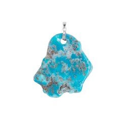 Μενταγιόν Κ18 λευκόχρυσο με ακατέργαστο turquoise - F126501W