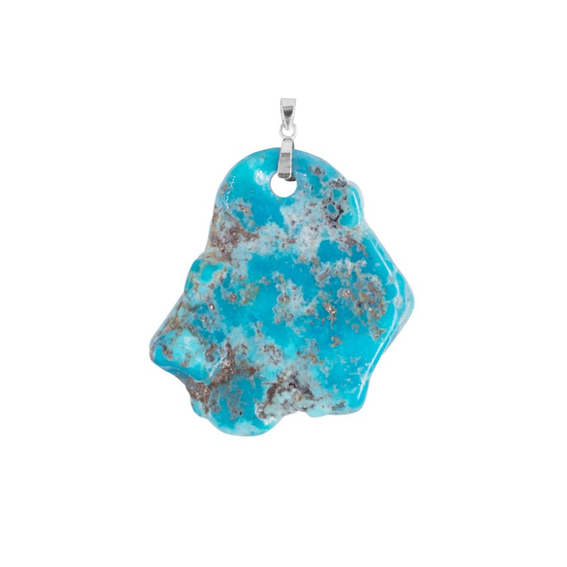 Μενταγιόν Κ18 λευκόχρυσο με ακατέργαστο turquoise - F126501W