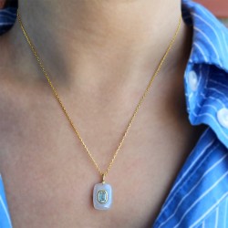 Μενταγιόν 925 ασημένιο επιχρυσωμένο με agate και ζιργκόν - F126576