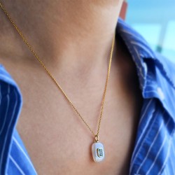 Μενταγιόν 925 ασημένιο επιχρυσωμένο με agate και ζιργκόν - F126576
