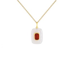 Μενταγιόν 925 ασημένιο επιχρυσωμένο με agate και ζιργκόν - F126576R