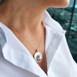 Μενταγιόν Κ18 χρυσό με Mother of Pearl - F126538