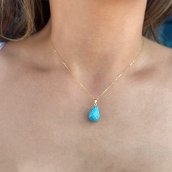 Μενταγιόν Κ14 χρυσό με turquoise - F126507