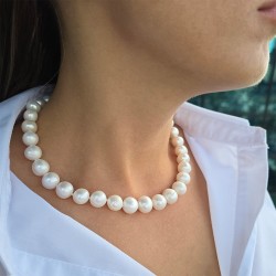 Κολιέ με λευκά μαργαριτάρια και κούμπωμα 925 - F126721S