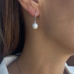 Σκουλαρίκια 925 ασημένια με λευκά μαργαριτάρια - F123089