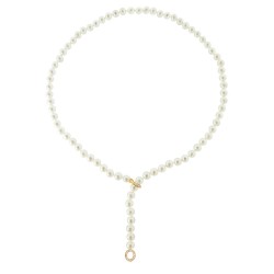 Κολιέ με Κ14 χρυσό κούμπωμα με ζιργκόν και λευκά μαργαριτάρια - F126582